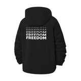 Freedom Typographic Unisex Full-Zip Printed Waterproof Hooded Windbreaker