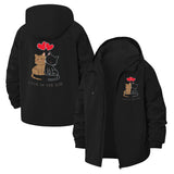 Love Cats Unisex Full-Zip Printed Waterproof Hooded Windbreaker