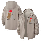 Love Cats Unisex Full-Zip Printed Waterproof Hooded Windbreaker