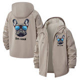 Cool French Bulldog Unisex Full-Zip Printed Waterproof Hooded Windbreaker
