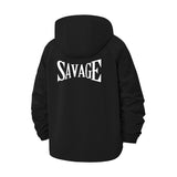 Savage Typography Unisex Full-Zip Printed Waterproof Hooded Windbreaker