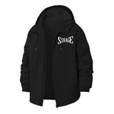 Savage Typography Unisex Full-Zip Printed Waterproof Hooded Windbreaker