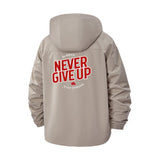 Motivational Slogan Unisex Full-Zip Printed Waterproof Hooded Windbreaker