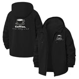 Coffee Motif Unisex Full-Zip Printed Waterproof Hooded Windbreaker