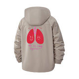 Cute Cartoon Lungs Unisex Full-Zip Printed Waterproof Hooded Windbreaker