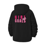 Girl Goals Typographic Unisex Full-Zip Printed Waterproof Hooded Windbreaker