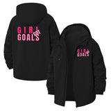Girl Goals Typographic Unisex Full-Zip Printed Waterproof Hooded Windbreaker