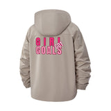 Girl Goals Typographic Unisex Full-Zip Printed Waterproof Hooded Windbreaker