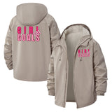 Girl Goals Typographic Unisex Full-Zip Printed Waterproof Hooded Windbreaker