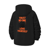 Trust No One Love Yourself Unisex Full-Zip Printed Waterproof Hooded Windbreaker