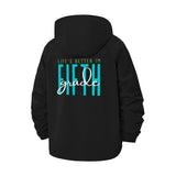 Life's Better in Fifth Grade Unisex Full-Zip Printed Waterproof Hooded Windbreaker