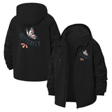 Butterfly Motif Unisex Full-Zip Printed Waterproof Hooded Windbreaker