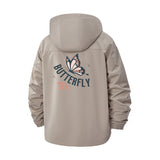Butterfly Motif Unisex Full-Zip Printed Waterproof Hooded Windbreaker