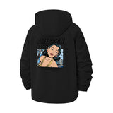 Comic Graphic American Style Unisex Full-Zip Printed Waterproof Hooded Windbreaker