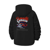 Classic Car Garage Unisex Full-Zip Printed Waterproof Hooded Windbreaker