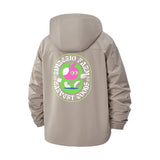 Cartoon Farm Logo Unisex Full-Zip Printed Waterproof Hooded Windbreaker