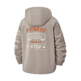 Fitness Motivation Unisex Full-Zip Printed Waterproof Hooded Windbreaker