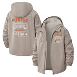 Fitness Motivation Unisex Full-Zip Printed Waterproof Hooded Windbreaker