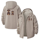 Cartoon Dachshunds Unisex Full-Zip Printed Waterproof Hooded Windbreaker
