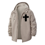 Bold Cross Unisex Full-Zip Printed Waterproof Hooded Windbreaker