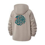 Tea Lovers Quote Unisex Full-Zip Printed Waterproof Hooded Windbreaker