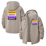 Respecting Pronouns Unisex Full-Zip Printed Waterproof Hooded Windbreaker