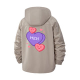 Meh Conversation Hearts Unisex Full-Zip Printed Waterproof Hooded Windbreaker