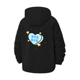 Heart and Stars Bye Bye Unisex Full-Zip Printed Waterproof Hooded Windbreaker