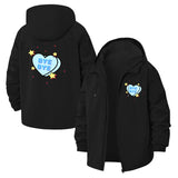 Heart and Stars Bye Bye Unisex Full-Zip Printed Waterproof Hooded Windbreaker