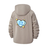 Heart and Stars Bye Bye Unisex Full-Zip Printed Waterproof Hooded Windbreaker