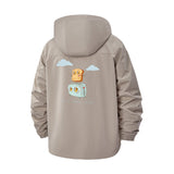 Happy Toast Unisex Full-Zip Printed Waterproof Hooded Windbreaker