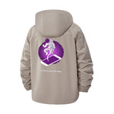 Astronaut and Smartphone Unisex Full-Zip Printed Waterproof Hooded Windbreaker