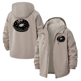 Cartoon Donut Unisex Full-Zip Printed Waterproof Hooded Windbreaker