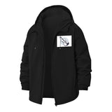 Violin Illustration Unisex Full-Zip Printed Waterproof Hooded Windbreaker