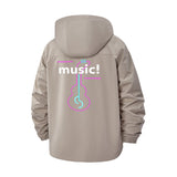 Neon Guitar Music Unisex Full-Zip Printed Waterproof Hooded Windbreaker