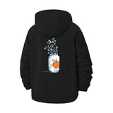 Cat in Jar Floral Unisex Full-Zip Printed Waterproof Hooded Windbreaker