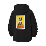 Dog Illustration Unisex Full-Zip Printed Waterproof Hooded Windbreaker