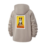 Dog Illustration Unisex Full-Zip Printed Waterproof Hooded Windbreaker