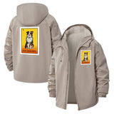Dog Illustration Unisex Full-Zip Printed Waterproof Hooded Windbreaker