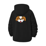 Playful Dog Face Unisex Full-Zip Printed Waterproof Hooded Windbreaker