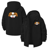 Playful Dog Face Unisex Full-Zip Printed Waterproof Hooded Windbreaker