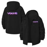 Retro Young Typographic Unisex Full-Zip Printed Waterproof Hooded Windbreaker
