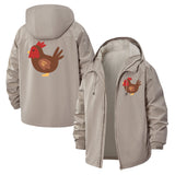Cartoon Chicken Unisex Full-Zip Printed Waterproof Hooded Windbreaker