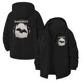 Bat and Darkness Motif Unisex Full-Zip Printed Waterproof Hooded Windbreaker