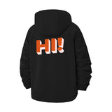 Bold HI! Typographic Unisex Full-Zip Printed Waterproof Hooded Windbreaker