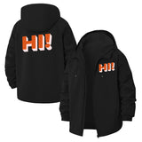 Bold HI! Typographic Unisex Full-Zip Printed Waterproof Hooded Windbreaker