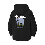 Be Wild Hippo Unisex Full-Zip Printed Waterproof Hooded Windbreaker