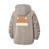 Cute Bear Face Unisex Full-Zip Printed Waterproof Hooded Windbreaker
