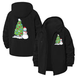 Festive Snowman and Tree Unisex Full-Zip Printed Waterproof Hooded Windbreaker