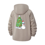 Festive Snowman and Tree Unisex Full-Zip Printed Waterproof Hooded Windbreaker